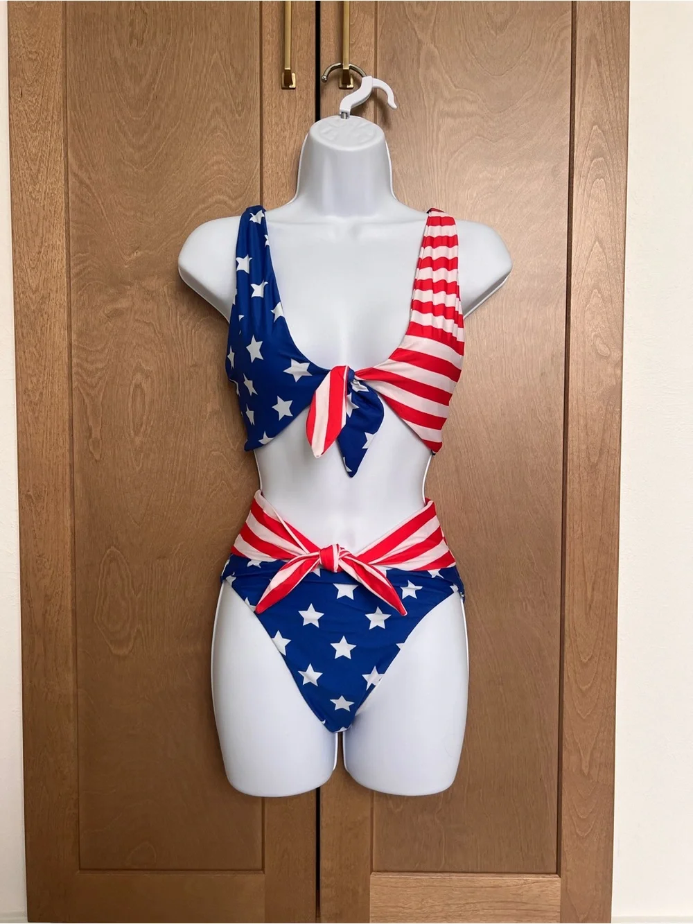 Beach Riot Patriotic Stars & Stripes V-Neck Bikini Top - Picture 4 of 5